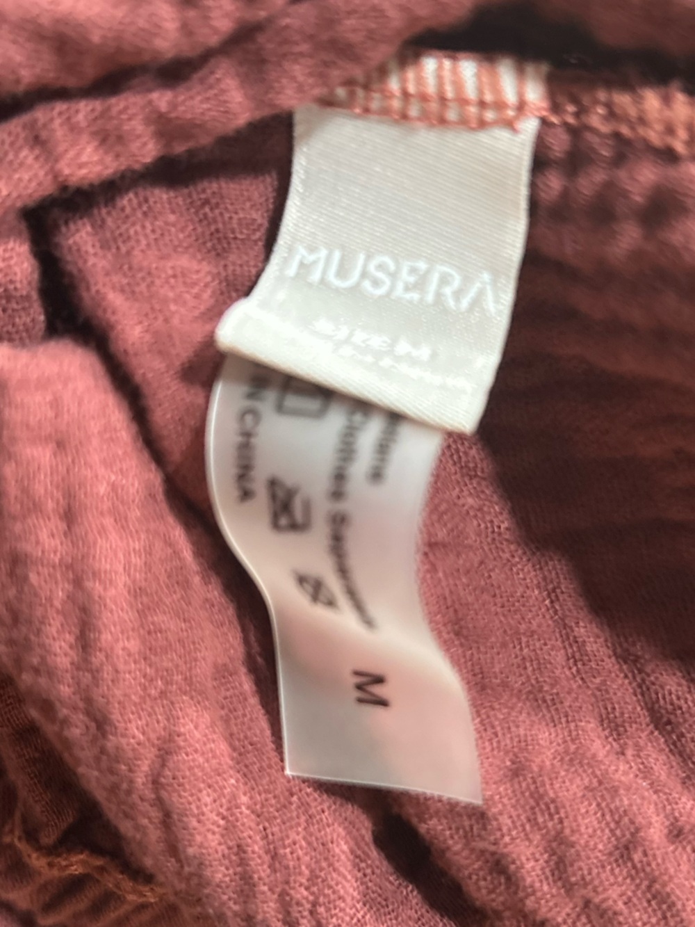 MUSERA Rust Wide Leg Drawstring Pants Muslin Medium - Picture 6 of 6